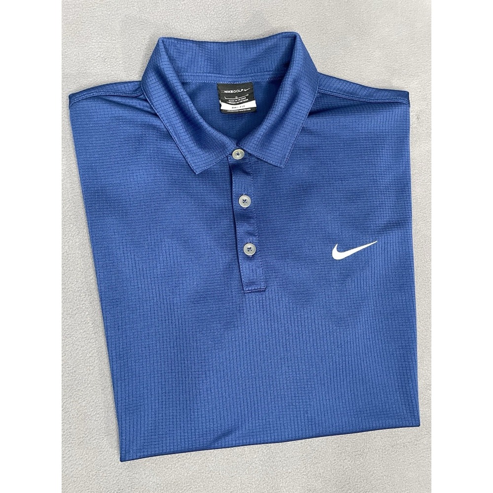 Nike Golf Polo Shirt Mens Large L Blue Short Sleeve Dri Fit Lightweight